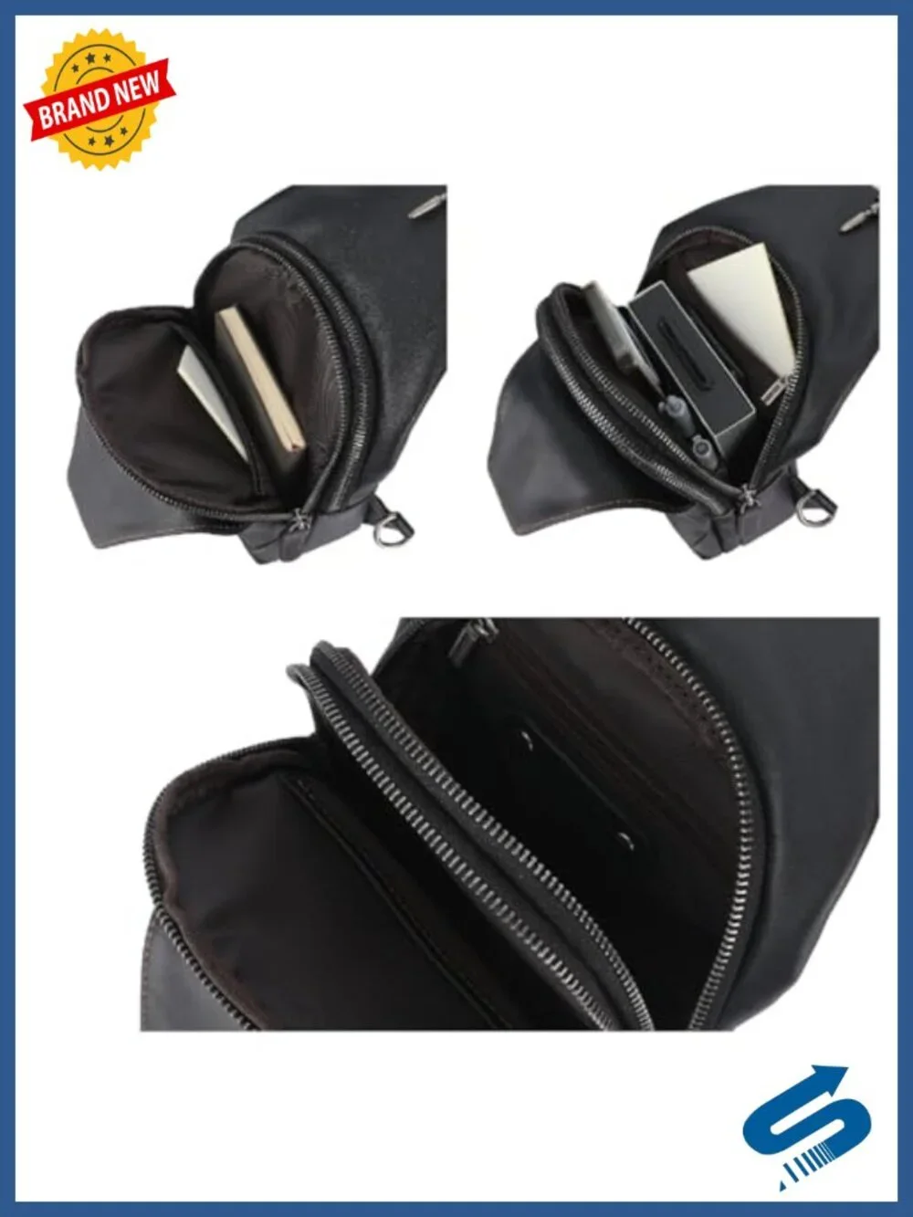 Genuine Leather Sling Bag Crossbody Chest Pack Shoulder Backpack